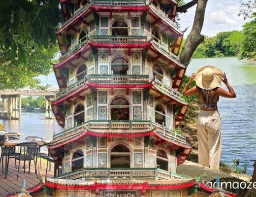 נופים מקנצ'נבורי – הנהר בגן החיות, חדר האוכל במלון ומקדש הנמר